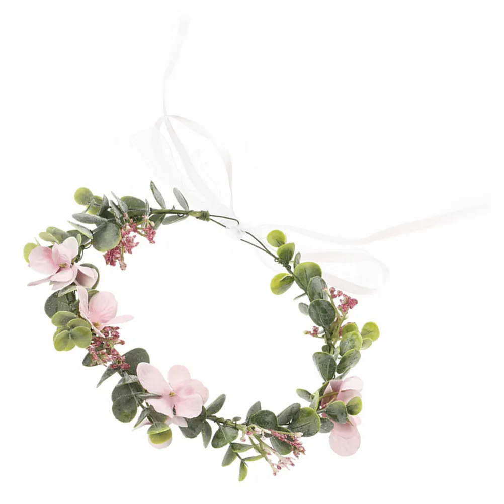 

Bride Wreath Eucalyptus Flower Crown Lightweight Flocking Floral Headband Decorative Hairband for Wedding Party Photo Shoot