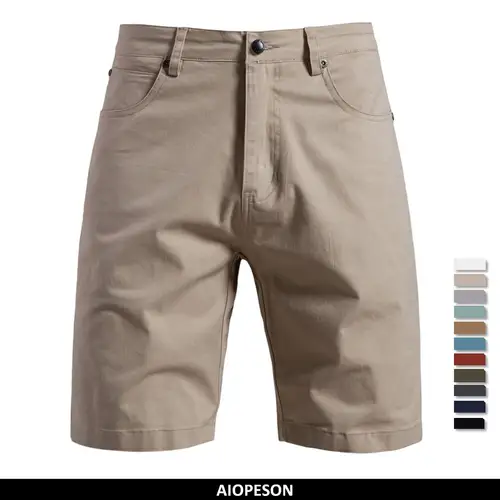 AIOPESON 2025 nuevo verano 100% pantalones cortos casuales de algodón para hombres para pantalones cortos cómodos de cintura elástica de alta calidad en varios colores