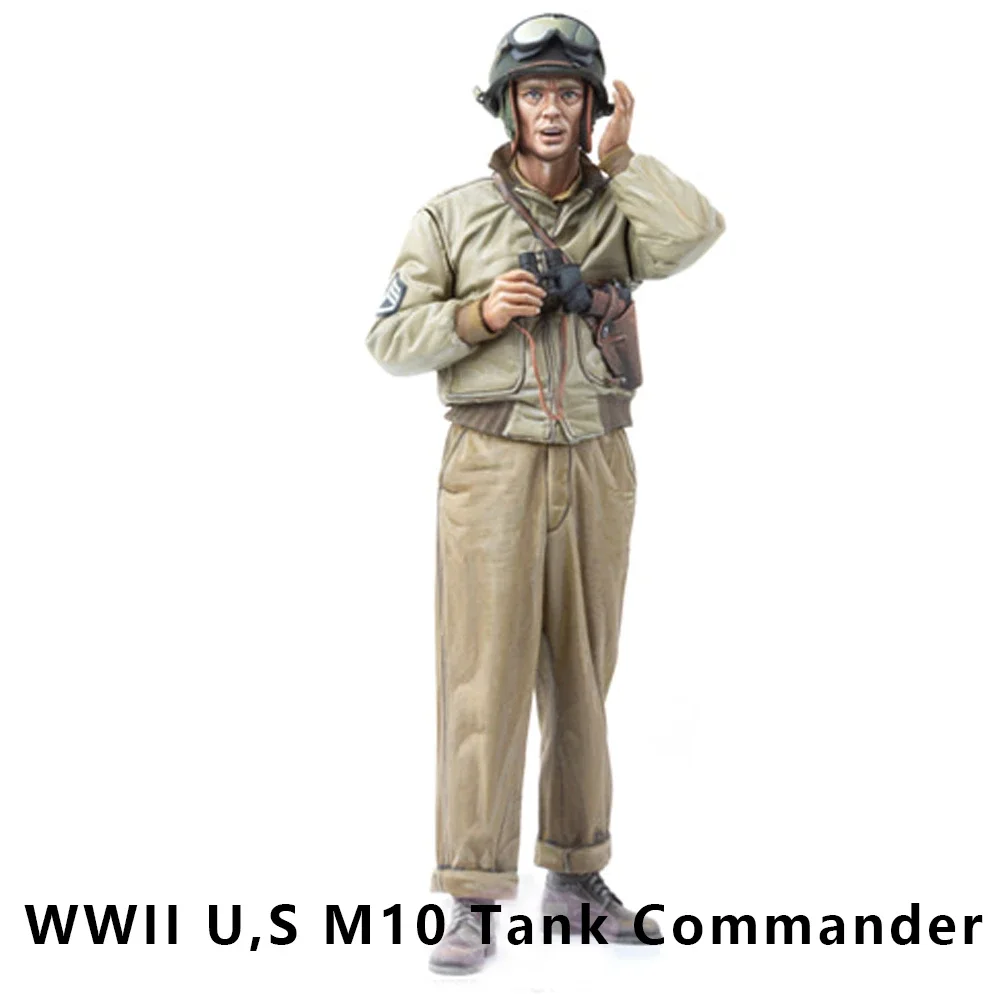 1/16 Segunda Guerra Mundial U, S M10 Tank Commander, soldado de figura modelo de resina, temas militares da Segunda Guerra Mundial, Gunner de tanques, kit desmontado e sem pintura