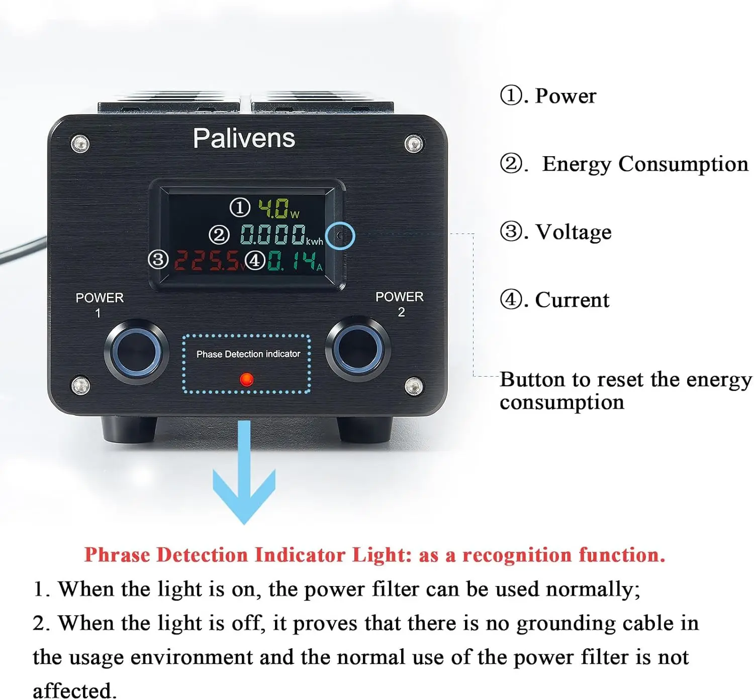Pailvens Netzfilter Steckdosenleiste HiFi, 8 Fach Entstörfilter Steckdose Mit Zeigerablesung, Überspannungsschutz, P20