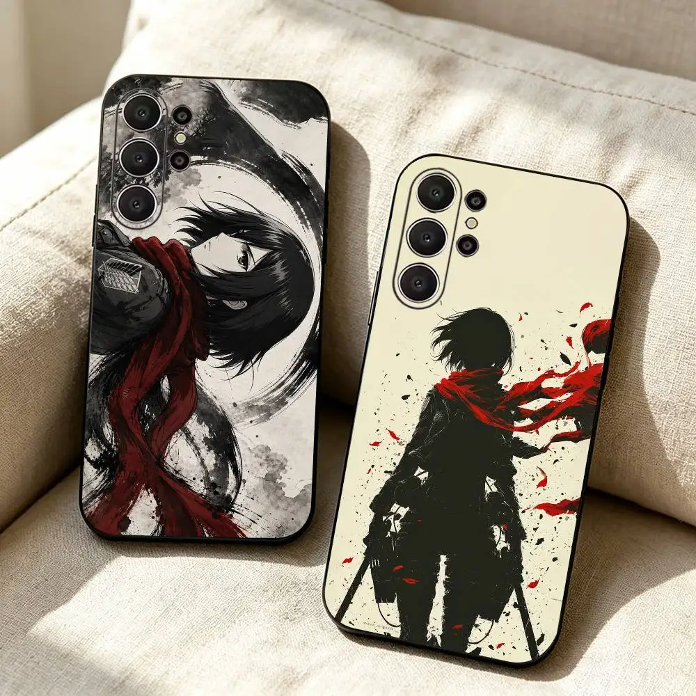 Mikasa Ackerman Attack on Titan Soft Silicone Case for Samsung S26, S24, S21, S22, S23, S30, Ultra,  Plus, FE, Lite-Black
