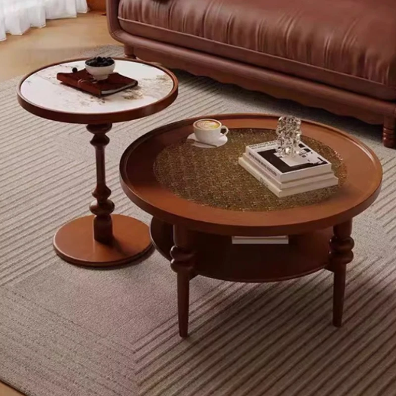 

French Retro Solid Wood Coffee Tables Nordic Creative Living Room Villa Coffee Table Retro Design Home Furniture Mesas FYCT