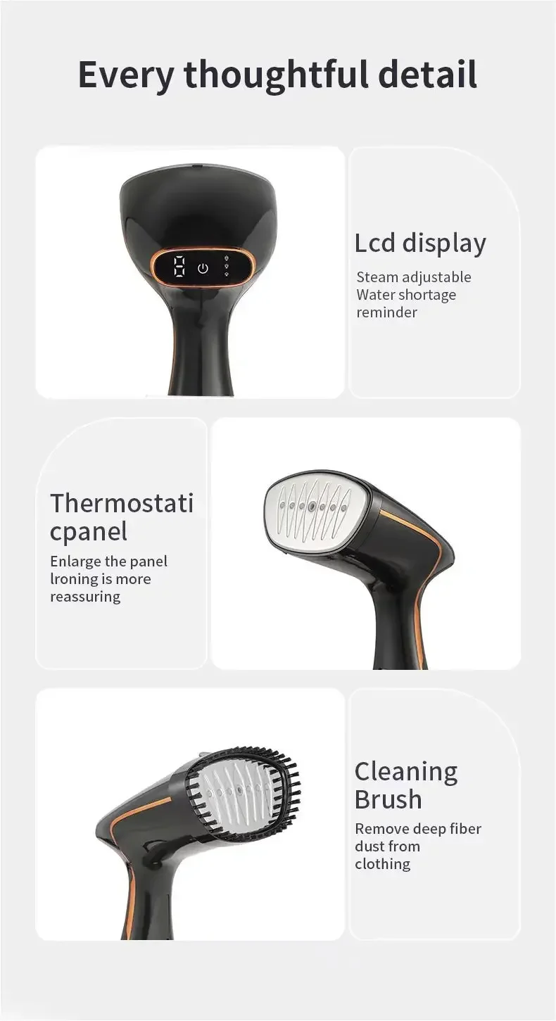 TINSOL Handdampfbügeleisen 1800W 3-Stufen-Einstellung Schnellaufheizendes Dampfbügeleisen Tragbar Geeignet für Zuhause und Reisen – Detail 22