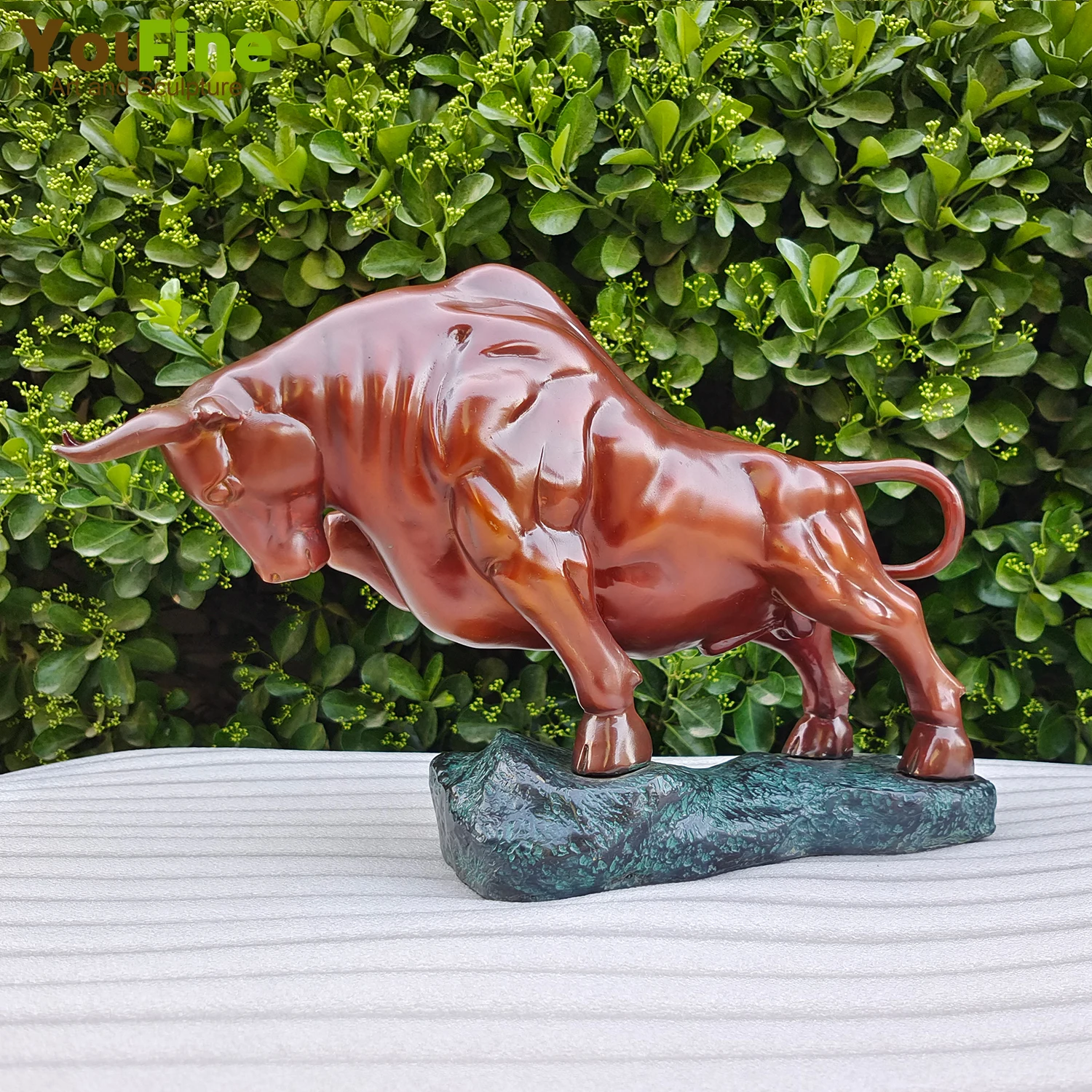 17inch Bronze Fighting Bull Sculpture Wall Street Charging Bull Statue Hot Casting Bull Statues For Home Decor Ornament Gifts