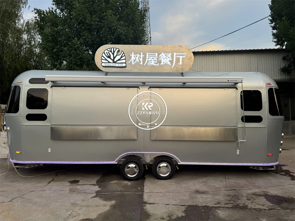 Airstream aço carrinho de cachorro-quente cafeteria quiosque caminhão de comida reboque rua restaurante concessão caminhão de comida cozinha móvel