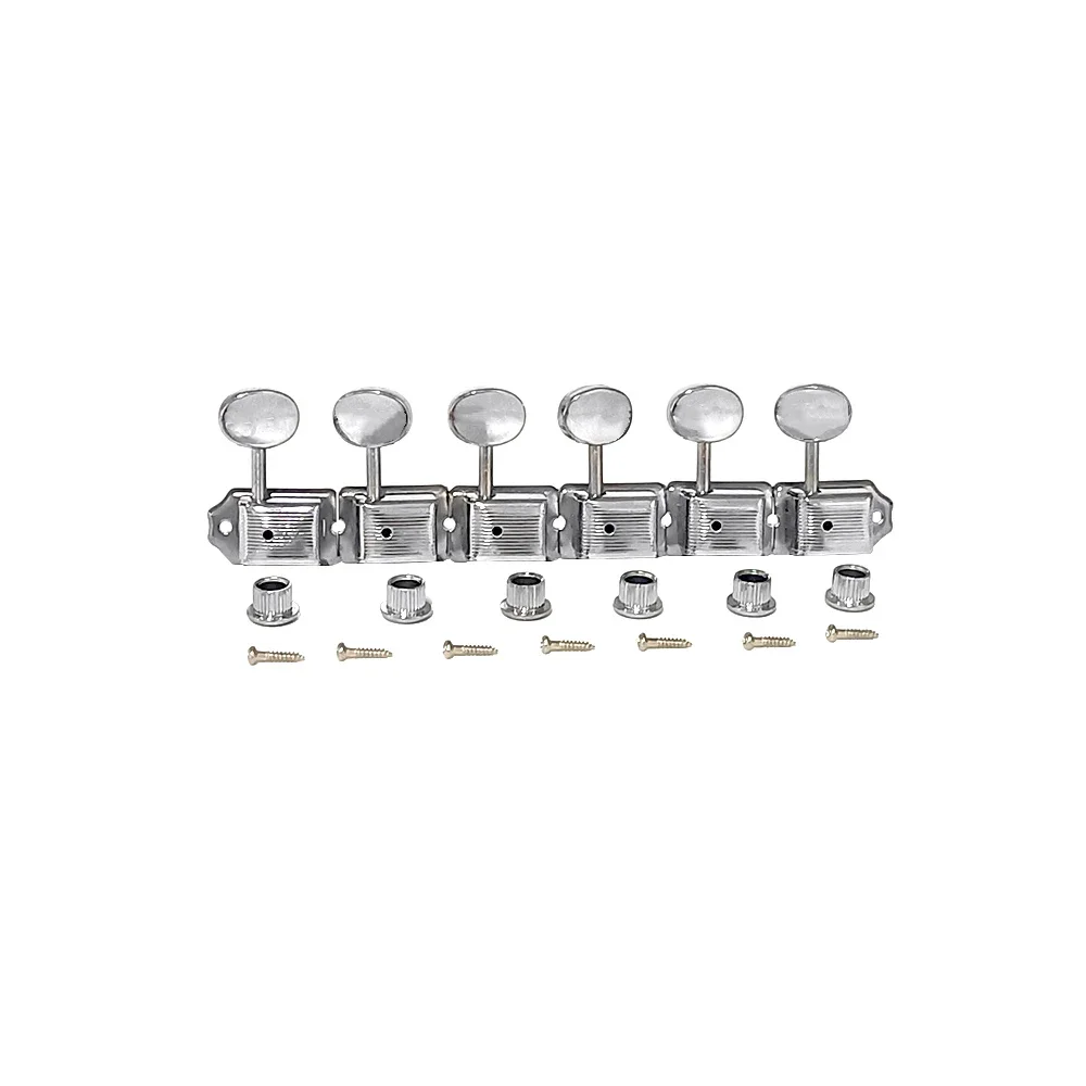 6 Inline Vintage Guitar Tuners Tuning Pegs Keys Machine Heads Set for Electric Guitar Chrome