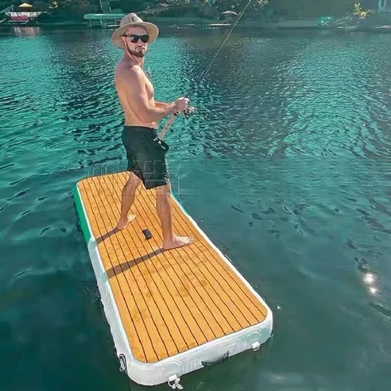 Portable Inflatable Water‑recreation Floating Platform, Fold‑able Brushed Material Leisure Floating Mat for Swimming & Fishing