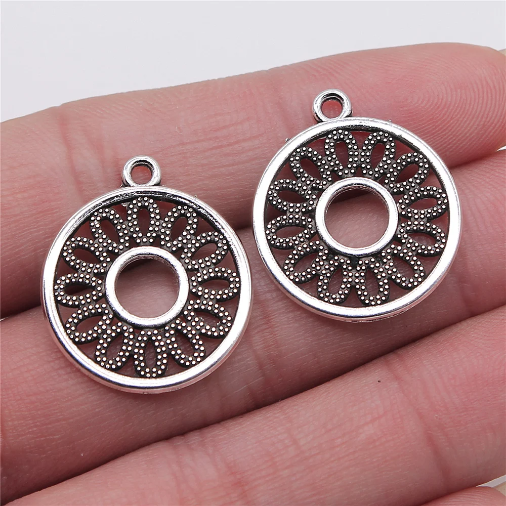 WYSIWYG 10pcs 24x21mm Hollow Circle Charms Jewelry Making Round Circle Earrings Charms Charm Earrings Finding