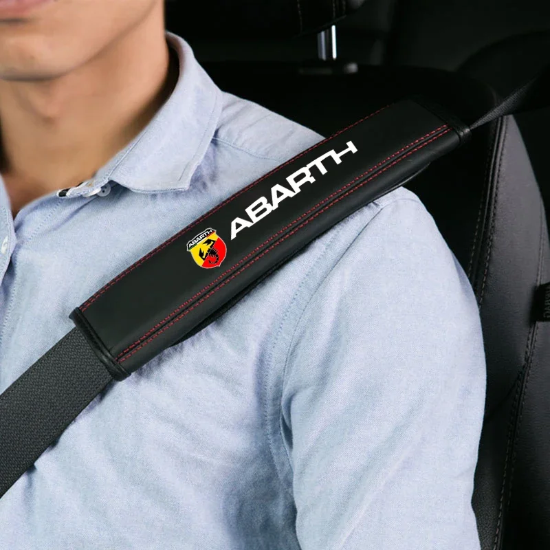 For Fiat Abarth 595 Abarth 500 Abarth 124 Spider 1pc Cowhide Car Interior Seat Belt Protector Cover For Car Auto Accessories