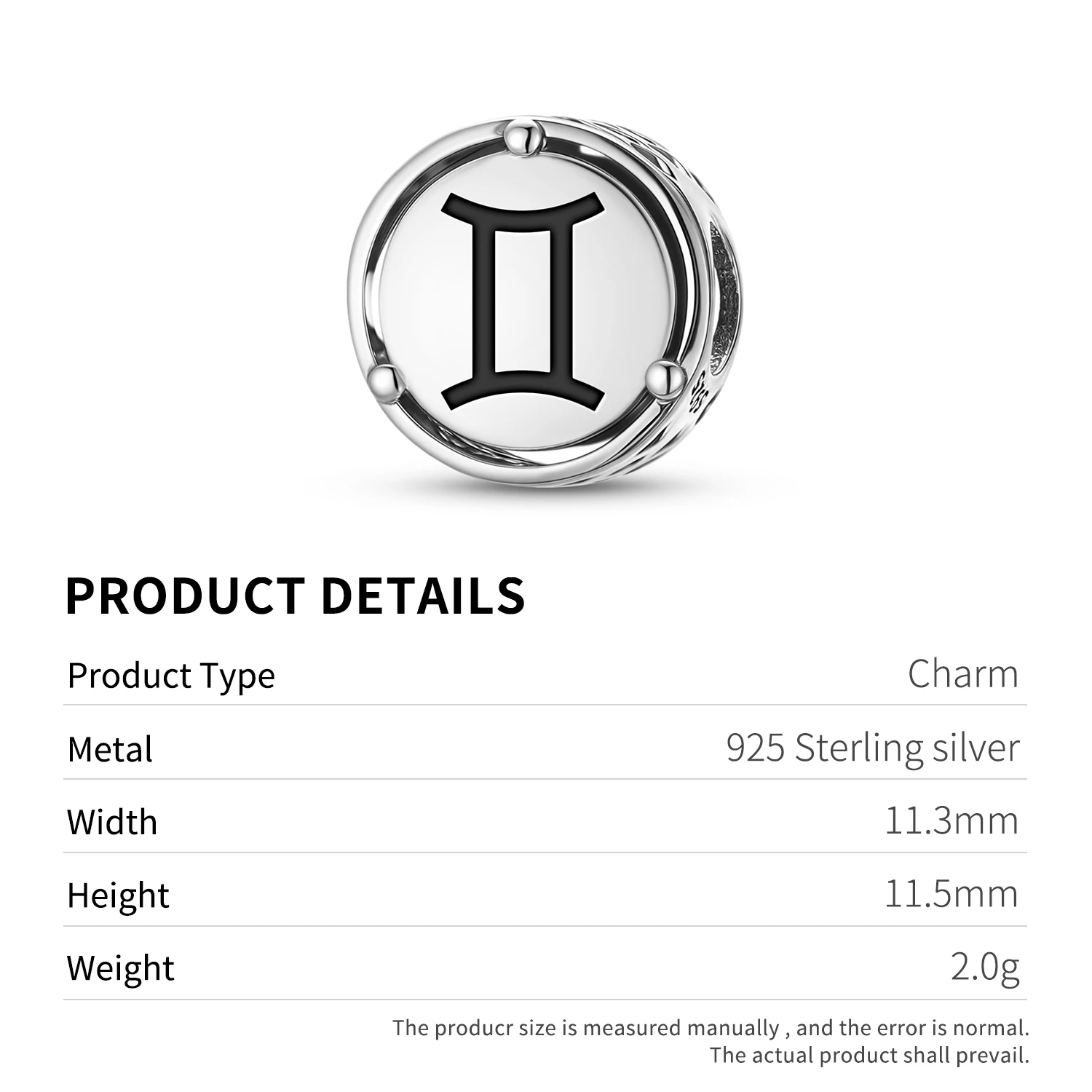 Astrology Gemini 925 Sterling Silver Symbol Charm Fit Original Bracelet Diy Jewelry Accessories Family Bead