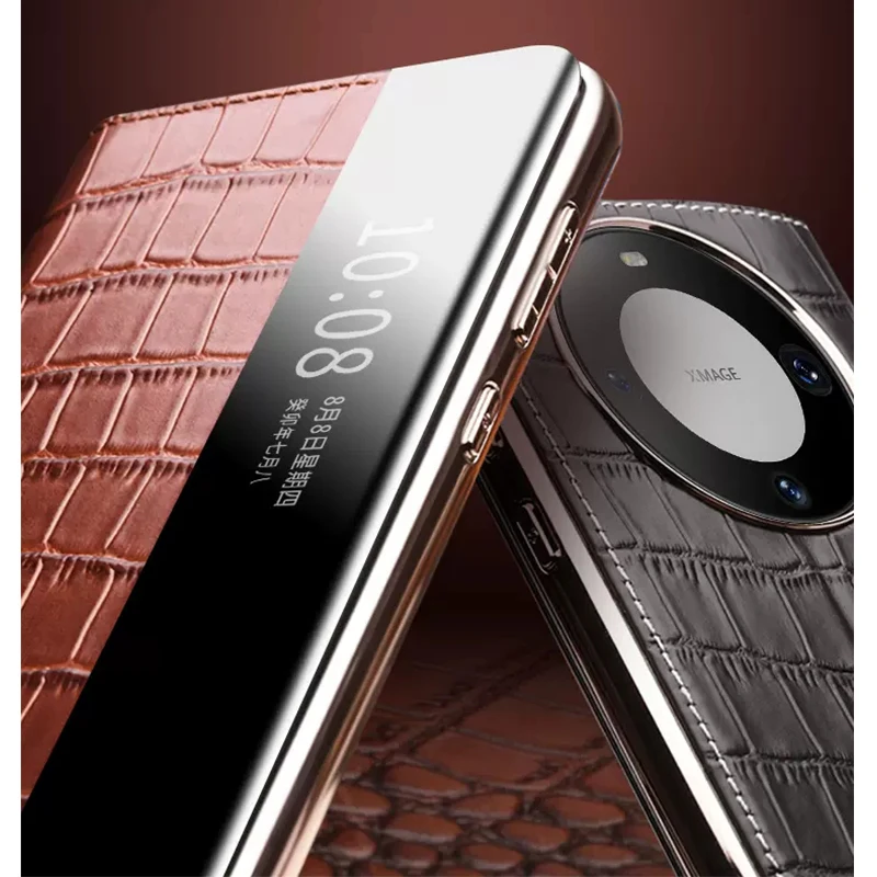 Smart Case für Huawei Mate 60 Pro Carcasa Echtes Leder Telefon Abdeckung Mate 60rs Funda Haut Mate 60 Pro Magnetische Tasche Capa