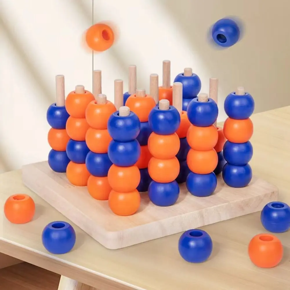 Vier in einer Reihe, 4 Perlen, 3D-Schachpuzzle mit vier Verbindungen, pädagogisches Gobang-Spielzeug aus Holz, lustiges Strategie, klassisches Familienbrettspiel