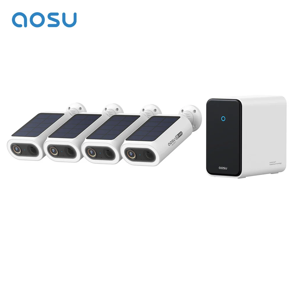 AOSU 8MP Solar Camera System 6-Cam Kit Wireless Outdoor AI Face Recognition Human Detection HomeCortex Home Security System