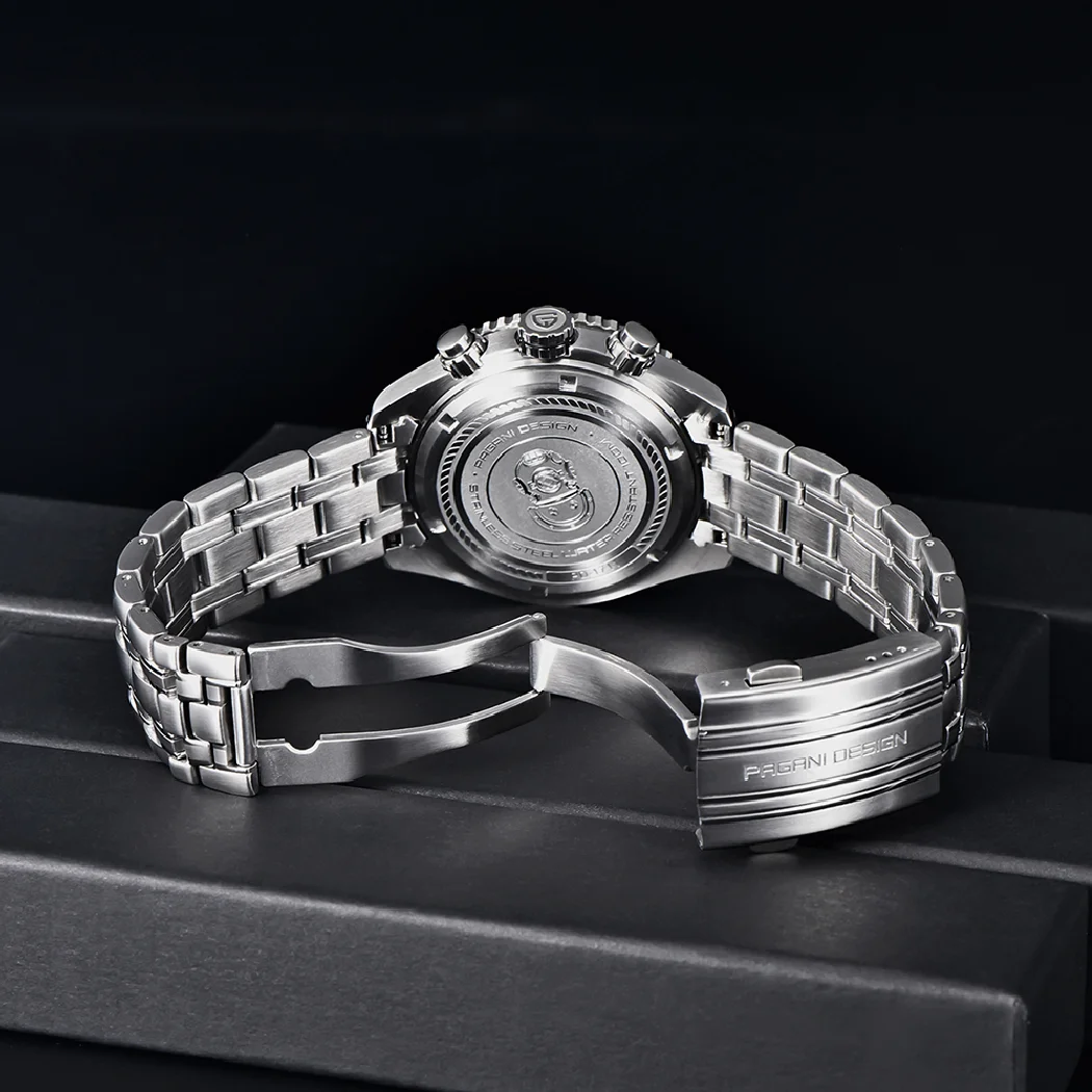 Pagani Design Nieuwe Sport Quartz Heren Horloge Topmerk Roestvrij Staal Waterdichte Chronograaf Saffier Glas Automatische Datum