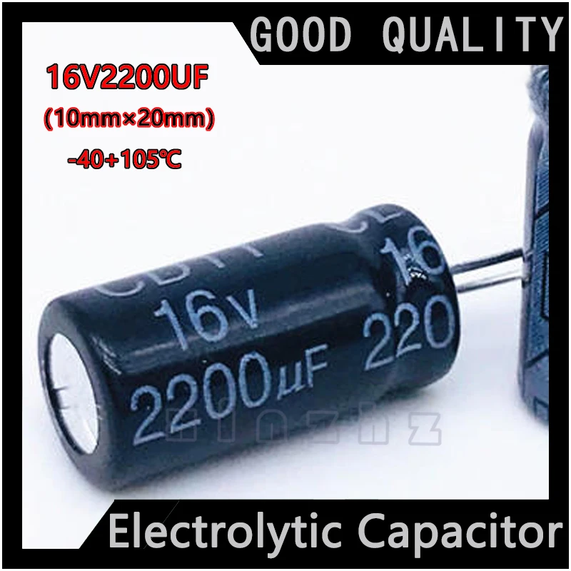 5pcs Electrolytic Capacitor 16V2200UF New Original High Frequency Durable Capacitor Specification 10X20MM