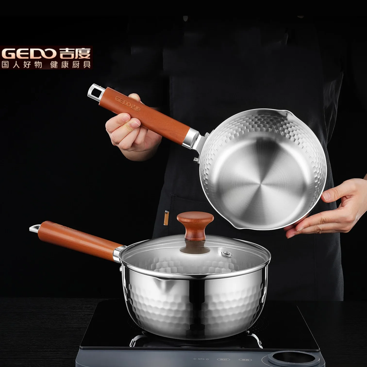 

Luxury GEDO 99.9% Anti-Bacterial Yukihira Pot LFGB Certification 316L Stainless Steel Japanese Light-Weight Milk Pot for Stewing