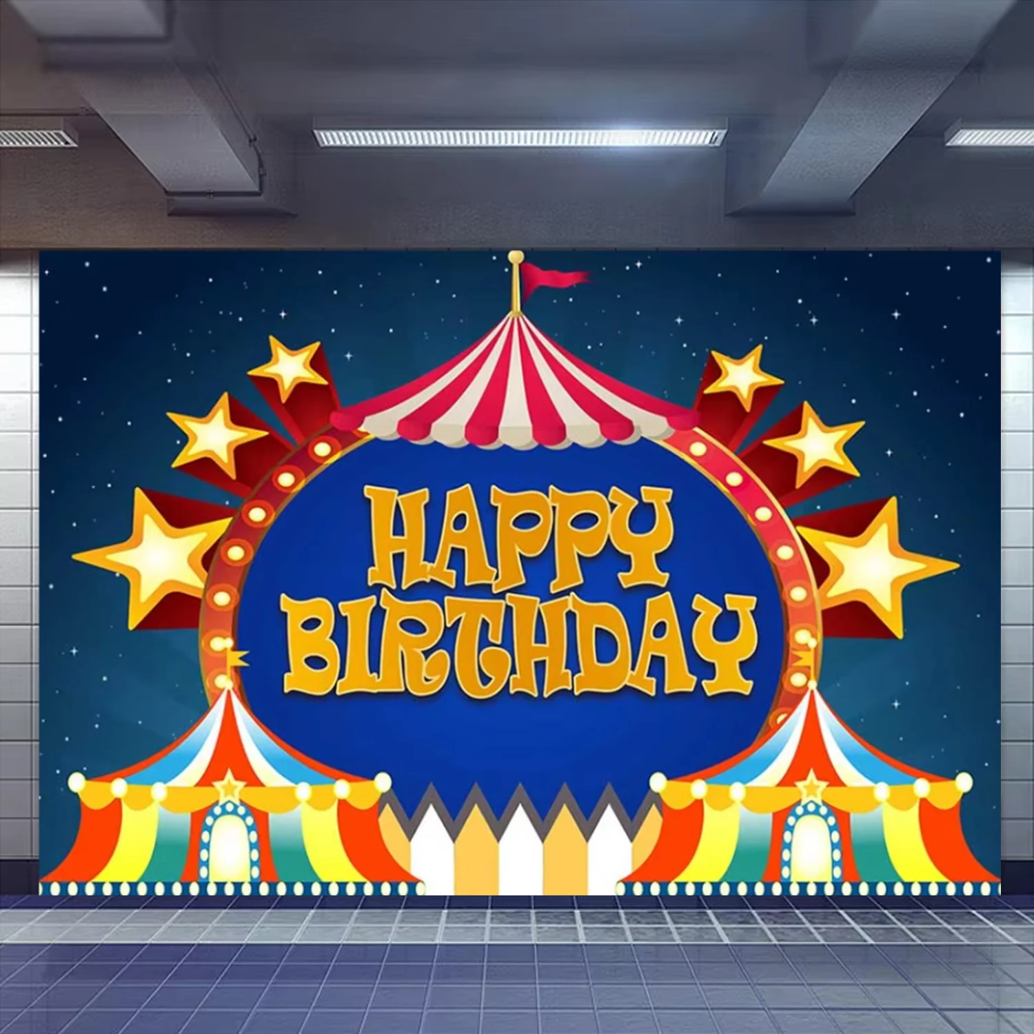 Circus Carnival Tent Theme Photography Background Baby Birthday Party Red Curtain Balloon Star Children Portrait Studio Prop