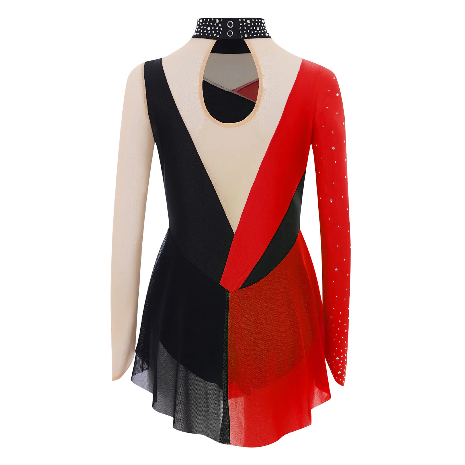 어린이 소녀 반짝이는 라인스톤 체조 발레 져지 레오타드 시어 메쉬 바디수트 예술 피겨 스케이팅 공연 의상