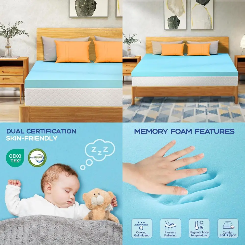 

3-дюймовый охлаждающий гелевый наматрасник из пены с эффектом памяти для облегчения боли в спине, уменьшения давления, дышащая подушечка для постельного белья