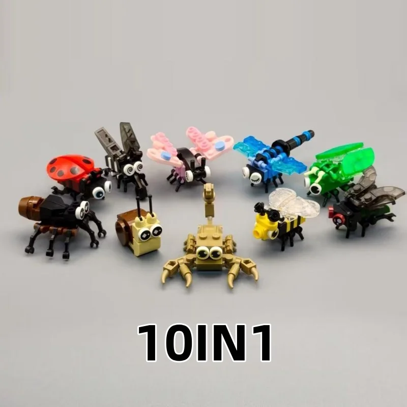

10ni1 Insect Animals Figures Mini Scorpion Butterfly Dragonfly Building Blocks Toy 3D Constructor Bricks For Kids Boys Gift Toy