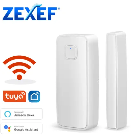 ZEXEF Tuya WiFi 도어 윈도우 센서 스마트 홈 보안 보호 경보 시스템 Alexa Google 용 도어 열림/닫힘 감지기
