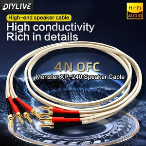 4n cabo de alto-falante amplificador de potência de cobre sem oxigênio 5.1 cabo de conexão de som surround universal cabeça de banana y cabo plug-in 8 principais vendas cabe vga - №5