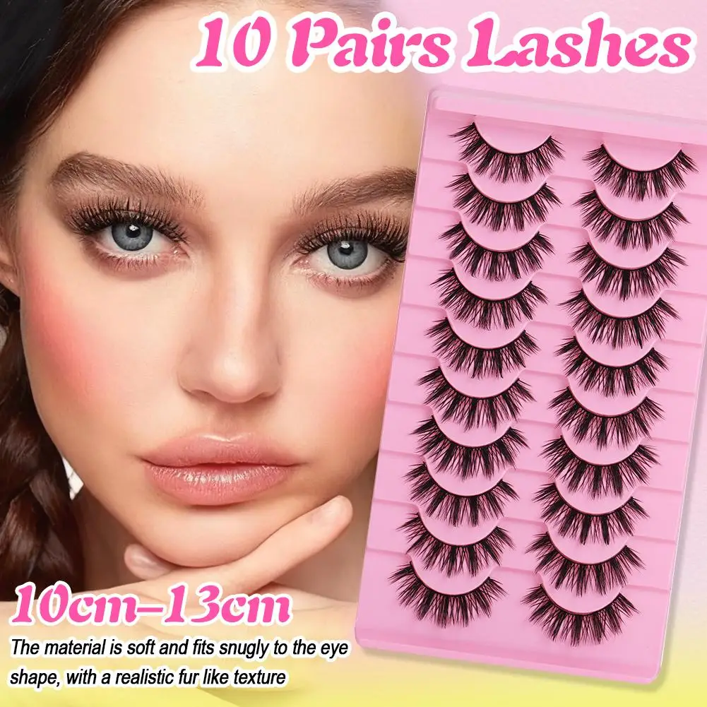 Cat Eye Eyelashes 3D Natural False Lashes Fluffy Soft Cross Clear Band Lashes Manga Lashes Wispy Eyelash Makeup