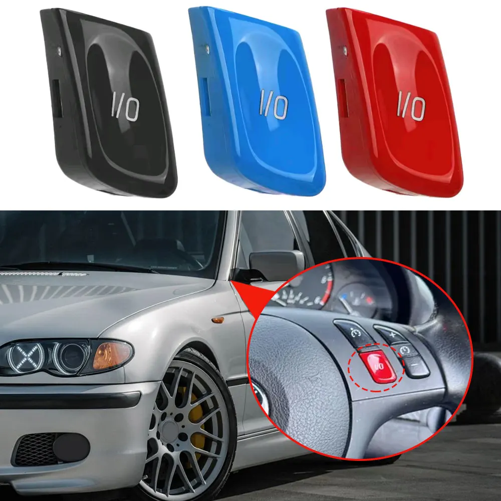 

1pc Car ABS Steering Wheel Replace Button I/O Control Knob Cover Instrument Button Switch Cap For BMW 3 Series M3 E46 1998-2004