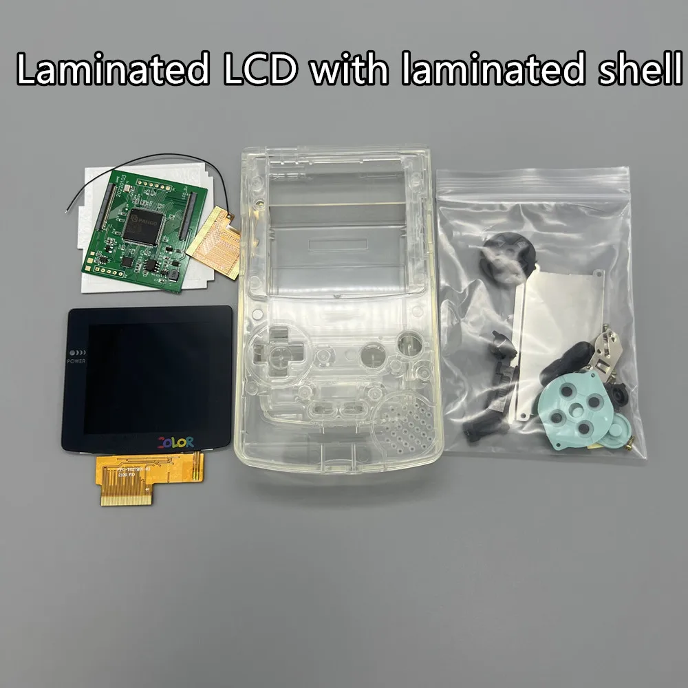 Écran LCD GBC IPS 2,6" et coque neuve pour Gameboy Color. Prise en charge de l'affichage des pixels. Pas besoin de couper la coque.