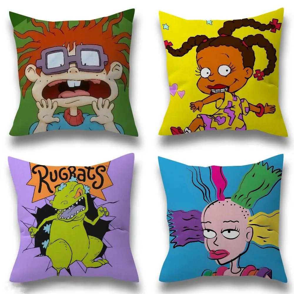 Klassische Kinder-Animations-Filmkissen mit R-Rugrats-Motiv, Geschenk, Heim- und Bürodekoration, Schlafzimmer, Sofa, Auto, Kissenbezug, 45 x 45 cm