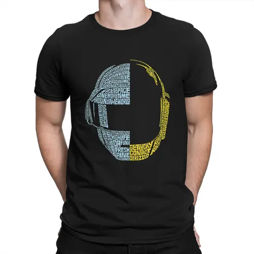 Imagen 1 del producto Camiseta de manga corta para hombre, camisa de cuello redondo, 100% algodón, estilo Retro, Vintage, Punk, Daft, banda de producción electrónica