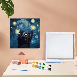 RUOPOTY Framed Animal Paint By Numbers Kit For Beginner Cat Picture By Number Kits Drawing Kit Color By Number For Home Decors