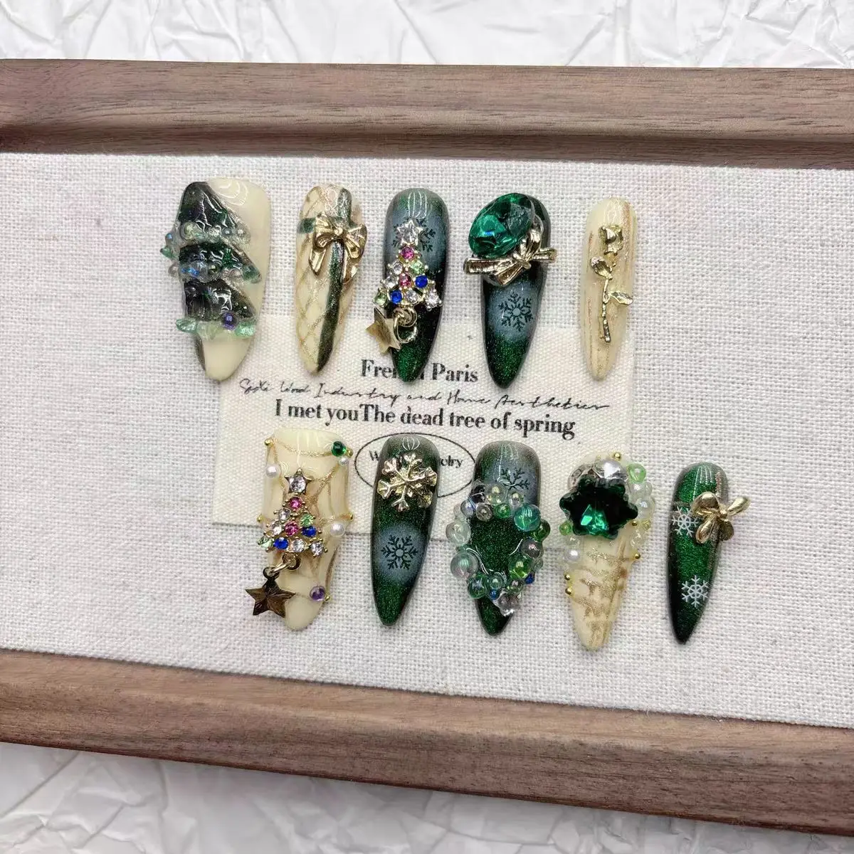 New Pure Handmade Armor Green Heavy Industry Nail Art 2025 Holiday Gift Short Medium and Long Styles Press on Nails