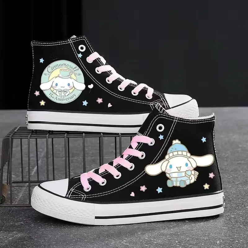 Sanrio Sanrio Kuromi Cartoon Canvas Shoes My Melody Print Cute High Top Couple Sneakers Korean Version Versatile Shoes for Women