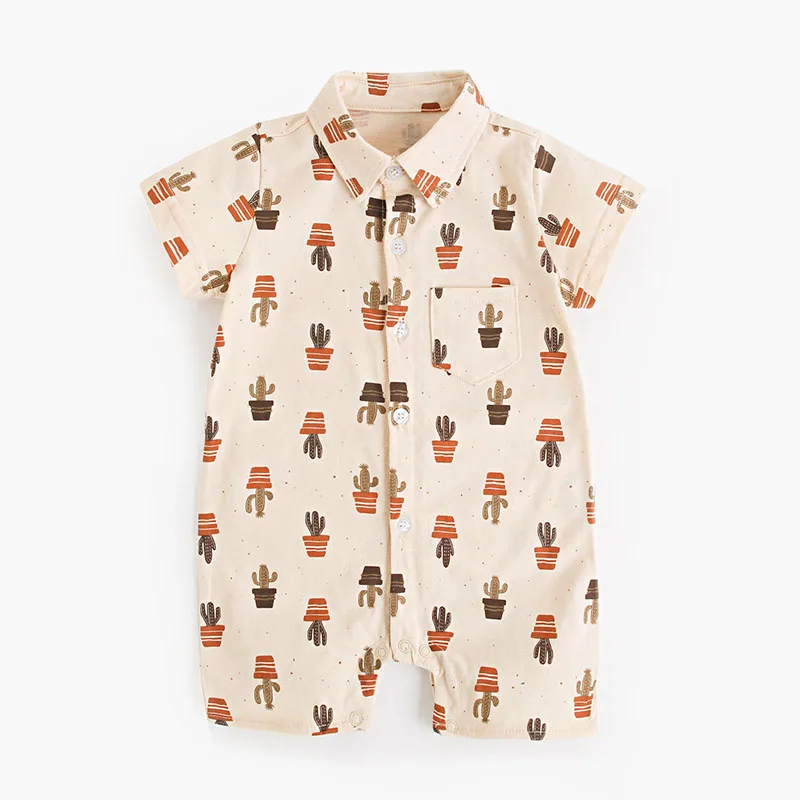 

Summer Girls Rompers 3-24m Baby Cartoon Cactus Collar Jumpsuit Toddler Fashion Short Sleeve Clothes