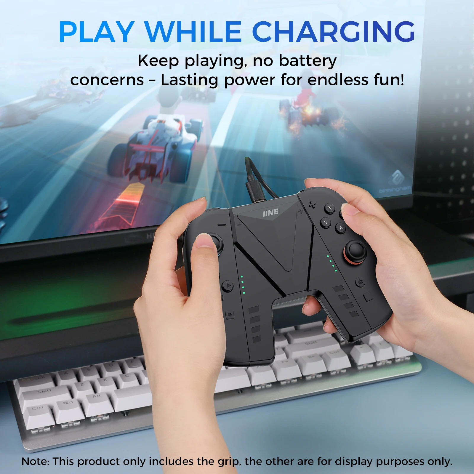 IINE Ergonomics Charging Grip for Switch 2/NS2/Switch2, Play and charg, indicator Light, Overcharge protection, Case-Friendly 2