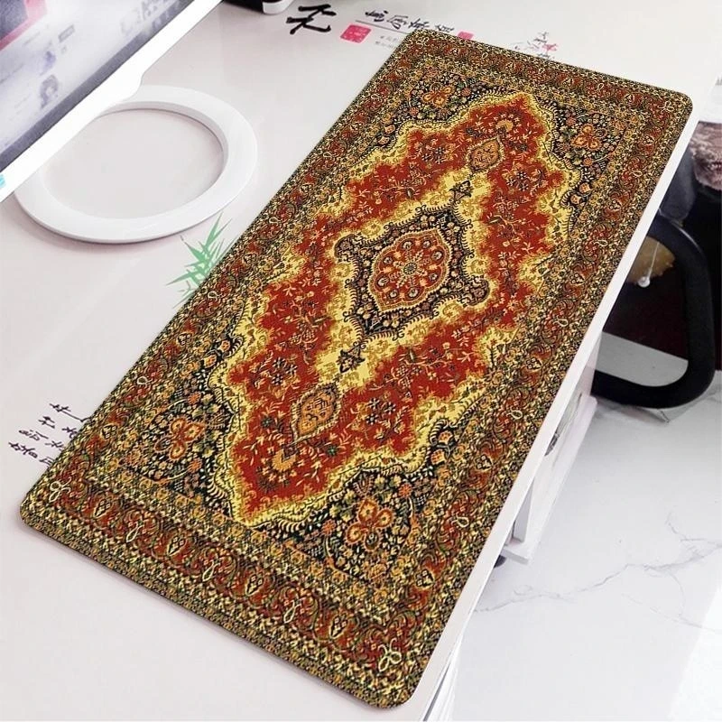 Persian Rubber Rug Mousepad Retro Style Carpet Pattern Cup Laptop PC Mouse Pad with Fring Office Table Decor Craft Table Mats