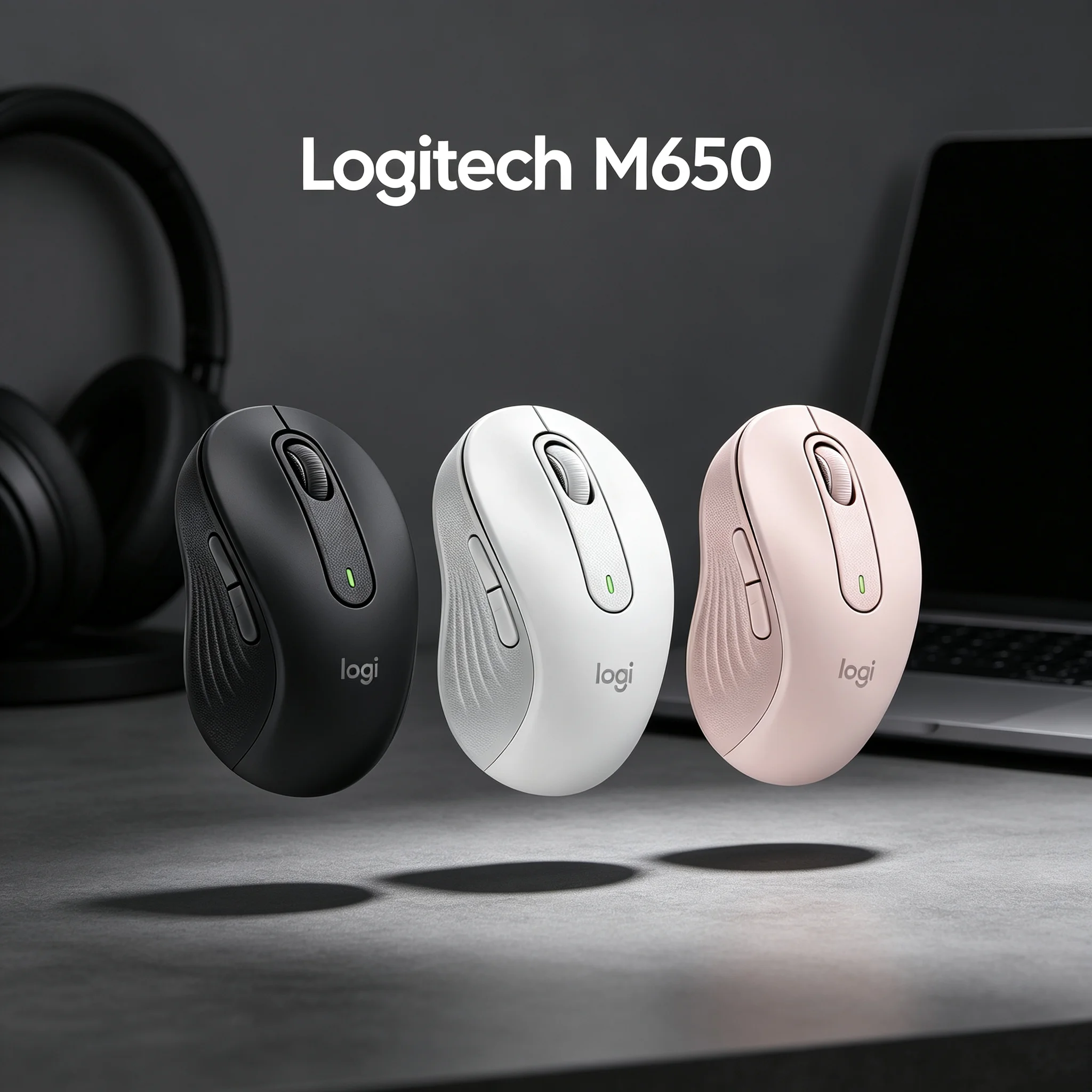 Logitech M650 Signature Ergonomic Wireless Office Mouse Multi Pairing Connect Multiple Devices 4000DPI Optical Sensor Rubber Sid