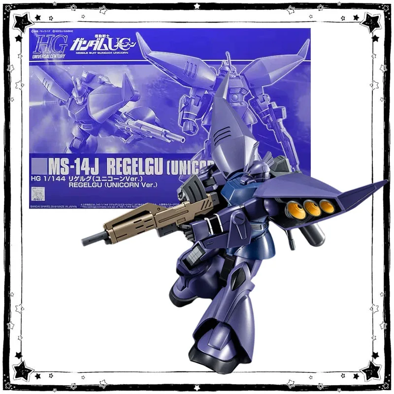 Bandai Gundam Model Kit Anime Figure HG 1/144 MS-14J Regelgu Unicorn Ver. Anime Action Figure Collection Assembly Model Toys