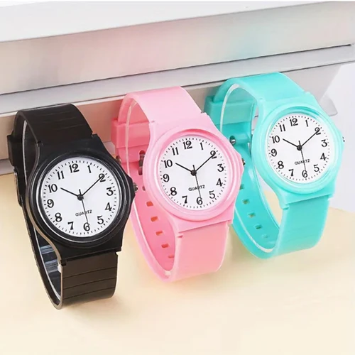 Imagen 1 del producto Reloj de examen informal con correa de silicona, reloj sencillo para mujer, reloj de pulsera de cuarzo para estudiantes, reloj de Esfera pequeña redondo resistente al agua para niñas