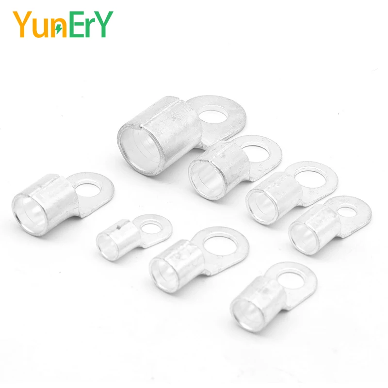 10PCS OT10/16/25/35/50-6/8/10/12/14 Electrical Terminal O-Type Terminal Cable Connector Copper Tinned Ring Connector 12-1/0 AWG