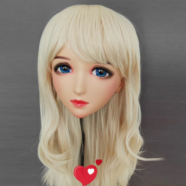 (Mo-03) femme douce fille résine demi-tête Kigurumi BJD yeux Crossdress Cosplay japonais Anime rôle Lolita masque avec yeux et perruque