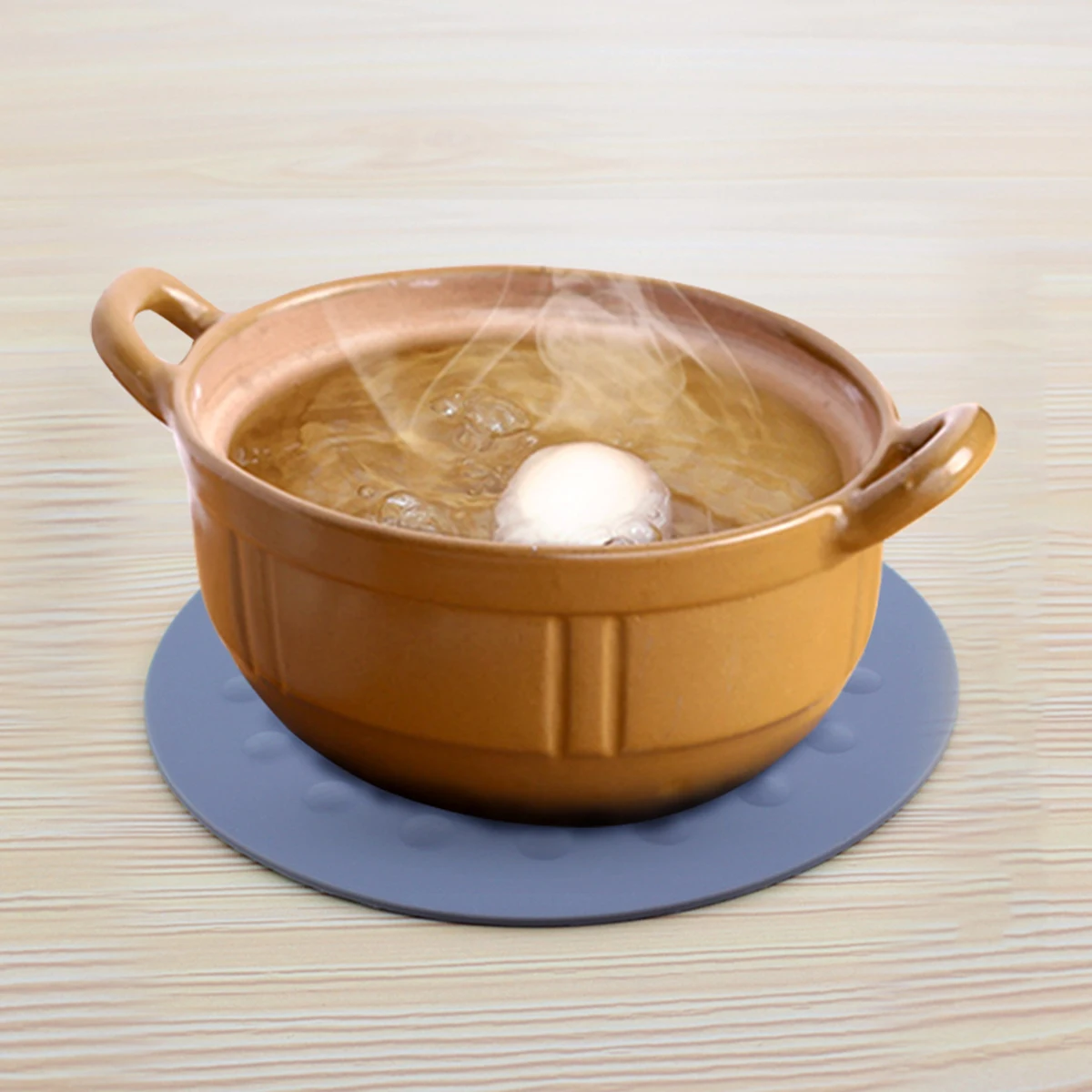 

4 pcs Silicone Placemat Round Thickened Heat Insulation Mat Double Sided Bump Pot Bowl Plate Pad Multifunction Wall