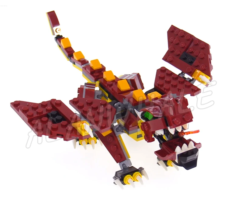 223 Stück Creator 3in1 Mythische Kreaturen Feuerdrache Riesenspinne Troll 11044 Bausteinspielzeug Kompatibel mit Modell