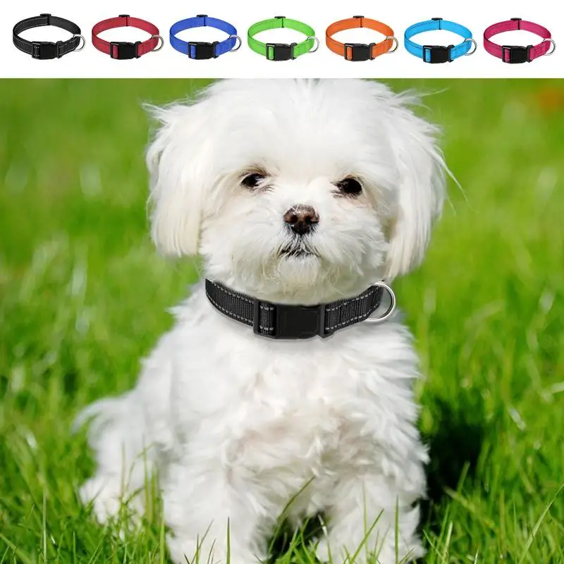 Reflective Dog Collar Adjustable Cat Collar Safety Nylon Pet Collar Durable Comfortable Reflective Pet Collar Pet Supplies