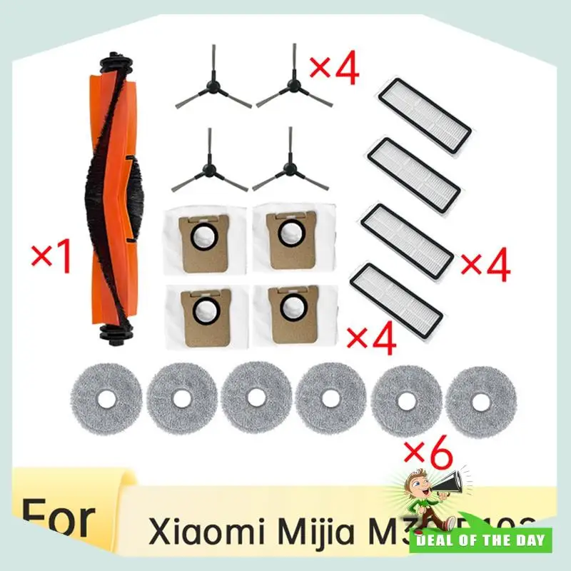 Entrega em 24 horas de 19 peças de acessórios para aspirador de pó Xiaomi Mijia M30 D102 incluindo escova principal, escova lateral, esfregão, filtro, poeira