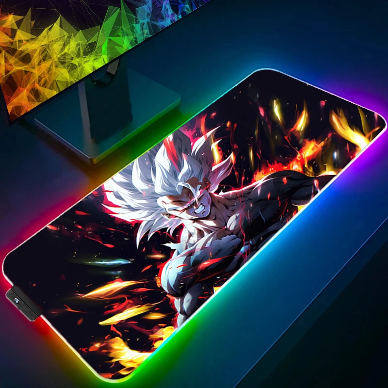 LED 마우스 패드 드래곤볼 컴퓨터 노트북 애니메이션 키보드 RGB 마우스 매트 애니메이션 게임 마우스패드 키보드 게이머 백라이트 데스크 매트
