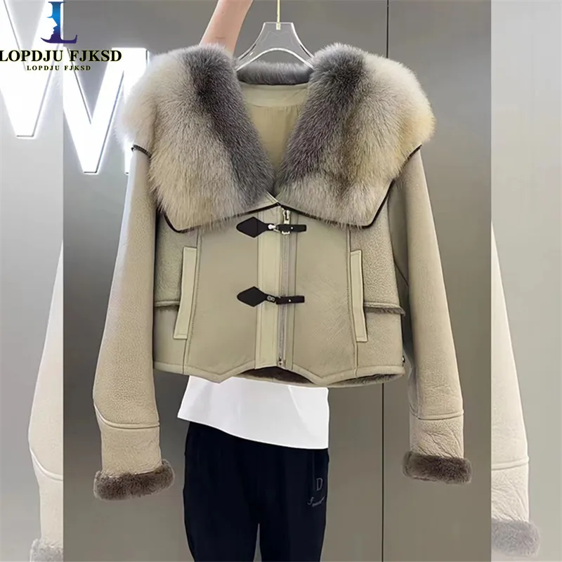 

Fox Fur Collar Jacket for Women, Thick Warm Clothes,Autumn and Winter Coat, High Quality, 2024