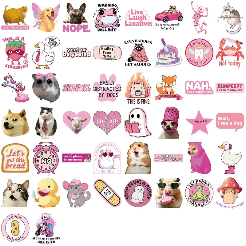 50pcs personalidade dos desenhos animados rosa criativo graffiti adesivos decorativos