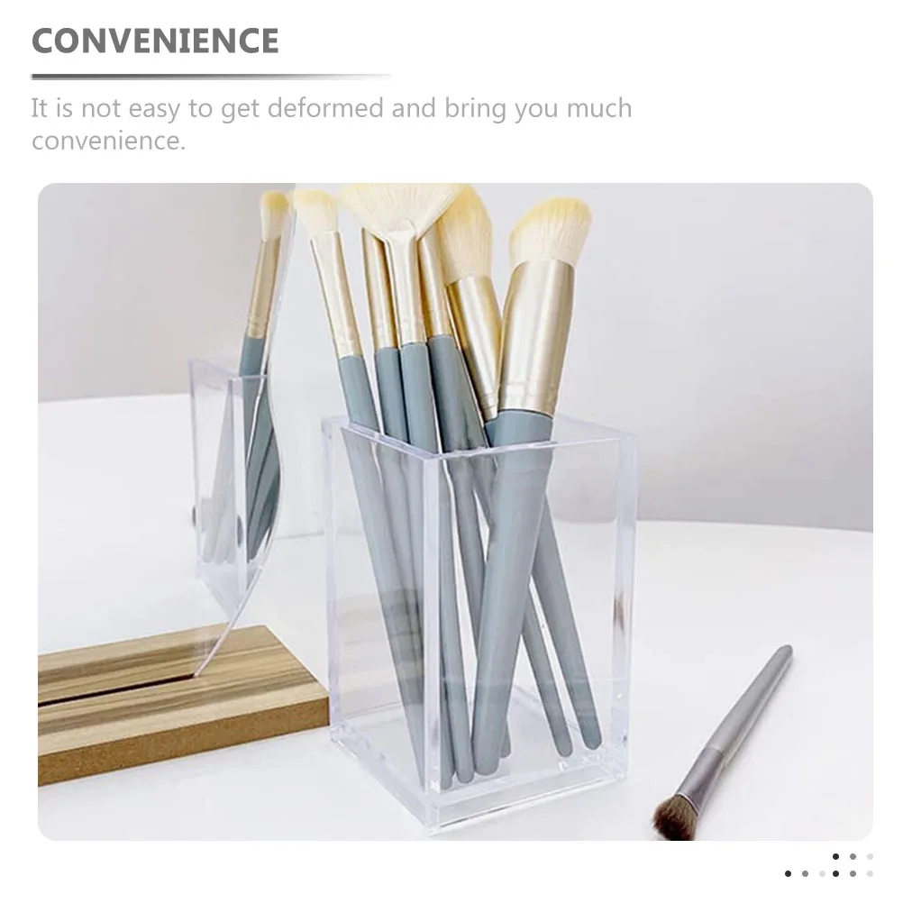

2pcs Acrylic Pen Holder Clear Desk Storage Makeup Brush Stationery Pencil Office Organizers Long-lasting Practical